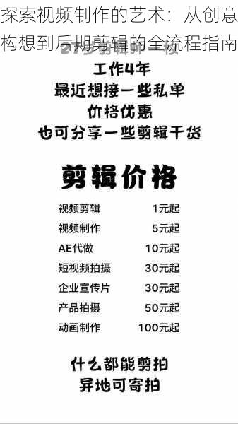探索视频制作的艺术：从创意构想到后期剪辑的全流程指南