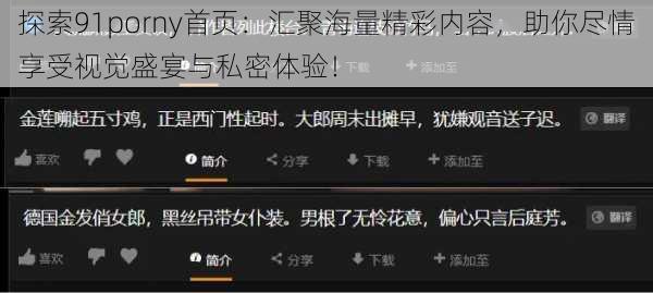 探索91porny首页:汇聚海量精彩内容,助你尽情享受视觉盛宴与私密体验!