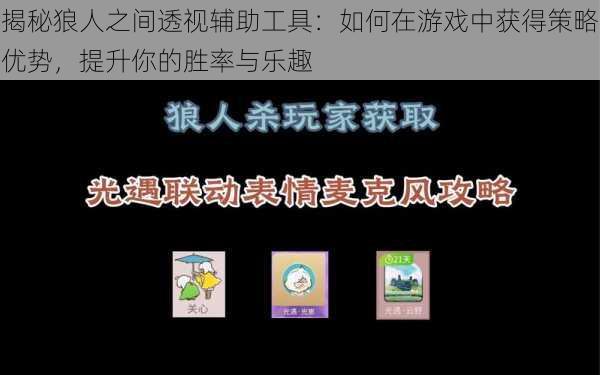 揭秘狼人之间透视辅助工具:如何在游戏中获得策略优势,提升你的胜率与乐趣