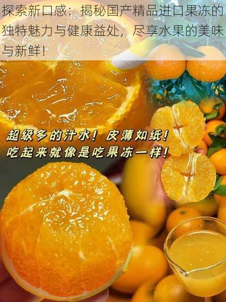 探索新口感:揭秘国产精品进口果冻的独特魅力与健康益处,尽享水果的美味与新鲜!
