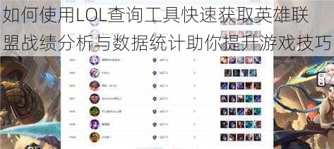 如何使用LOL查询工具快速获取英雄联盟战绩分析与数据统计助你提升游戏技巧