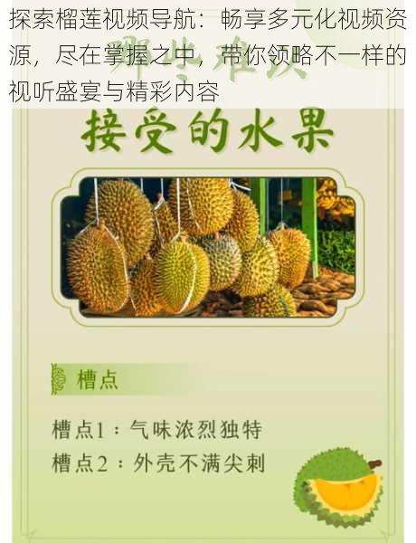 探索榴莲视频导航:畅享多元化视频资源,尽在掌握之中,带你领略不一样的视听盛宴与精彩内容