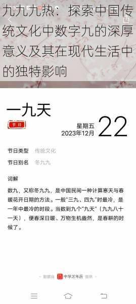九九九热:探索中国传统文化中数字九的深厚意义及其在现代生活中的独特影响