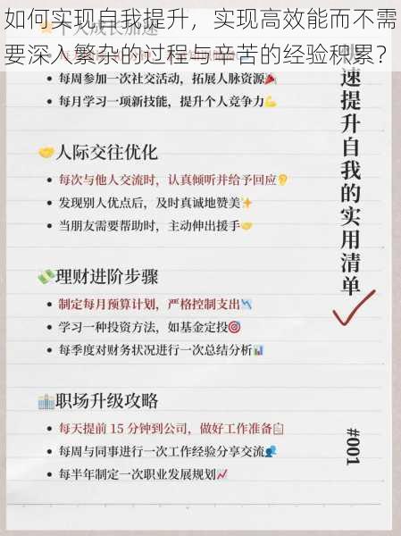 如何实现自我提升,实现高效能而不需要深入繁杂的过程与辛苦的经验积累?