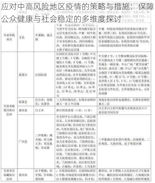 应对中高风险地区疫情的策略与措施:保障公众健康与社会稳定的多维度探讨