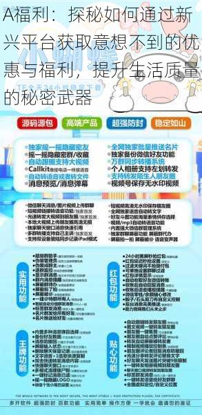 A福利:探秘如何通过新兴平台获取意想不到的优惠与福利,提升生活质量的秘密武器