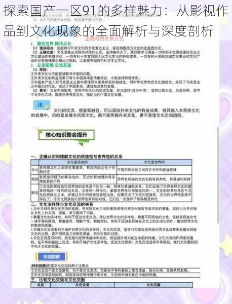 探索国产一区91的多样魅力:从影视作品到文化现象的全面解析与深度剖析