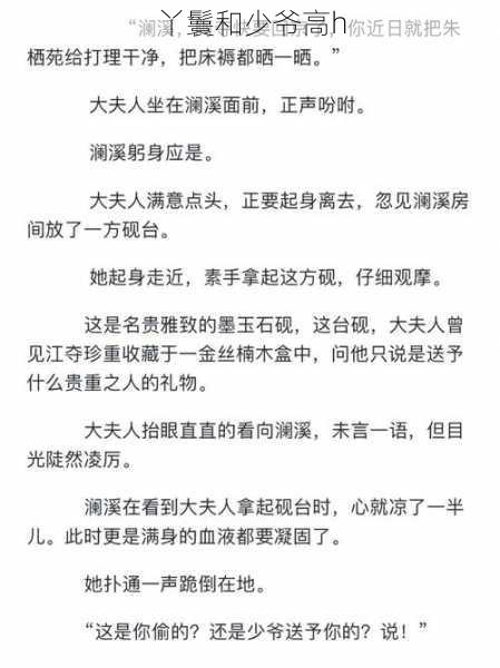 丫鬟和少爷高h