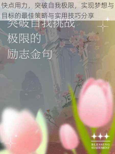 快点用力,突破自我极限,实现梦想与目标的最佳策略与实用技巧分享